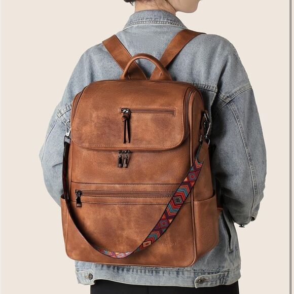 Leather Travel Backpack Bag - Picture 1 of 8